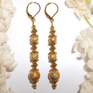 Gold Earrings, Earrings, Dangle Earrings, Gold Dangle Earrings, Earring Set 7267